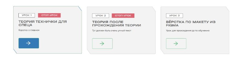 Свёрстанные карточки уроков